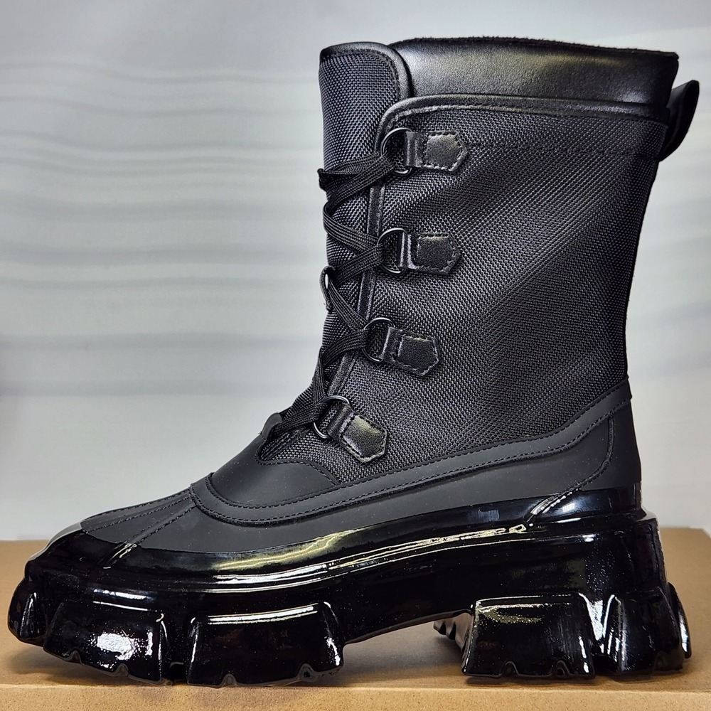 Steve Madden Trench Womens Black Lace Up Chunky Lug Sole Duck Boots TREN06S1 8.5